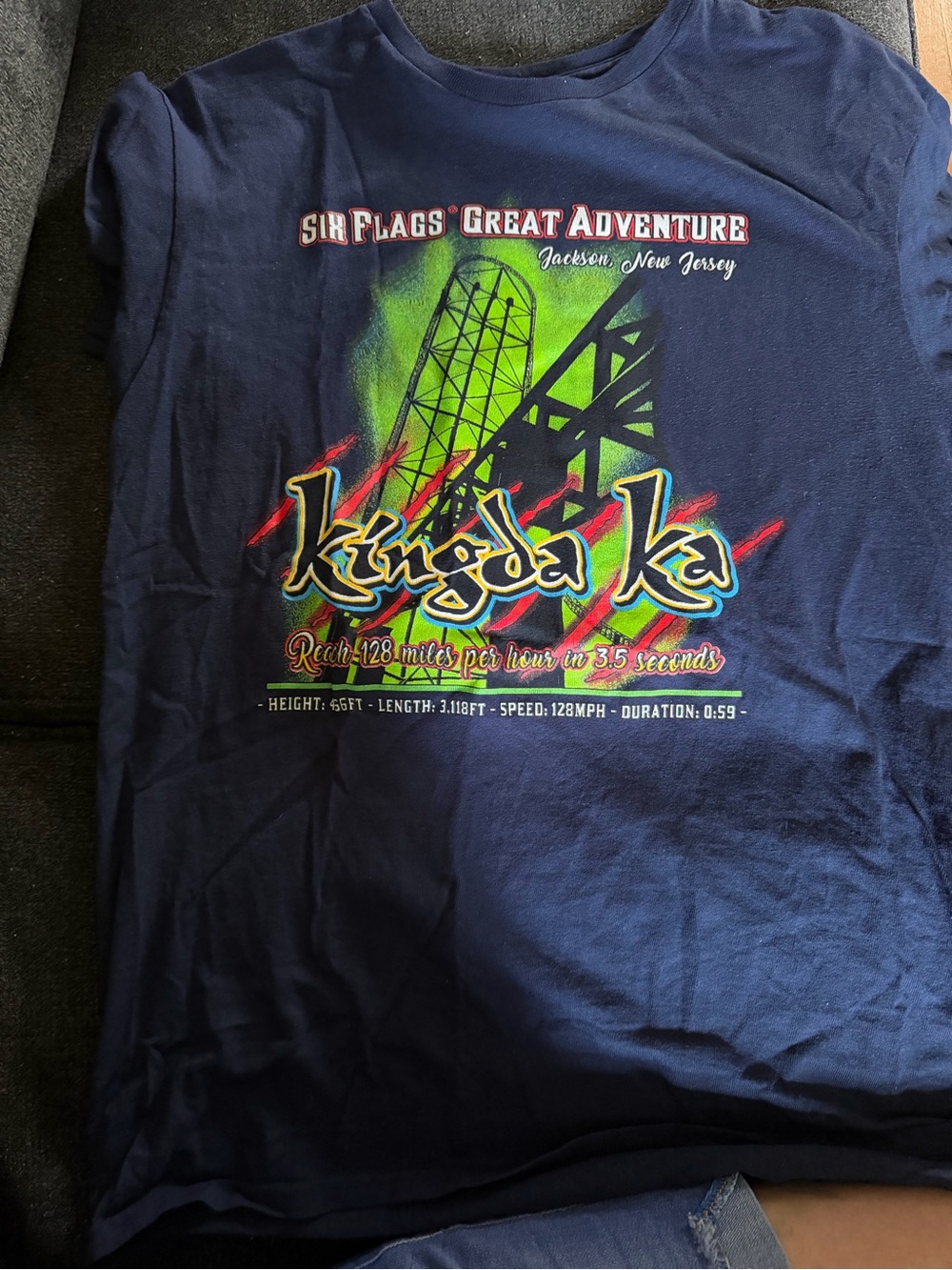 Six Flags Great Adventure King Da Ka Navy T-Shirt